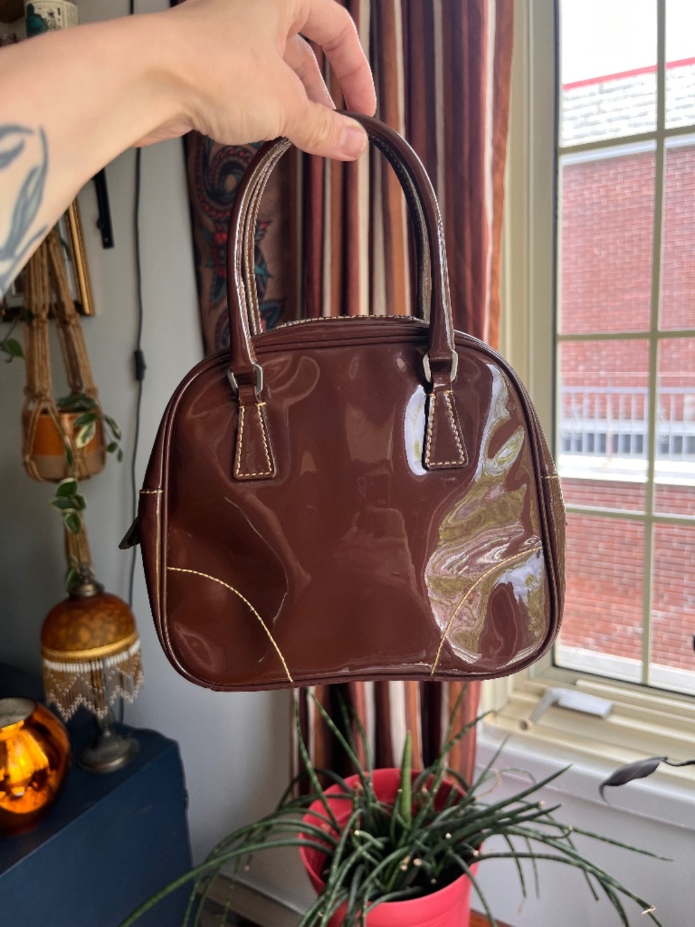 Prada Brown Patent Mini Bag